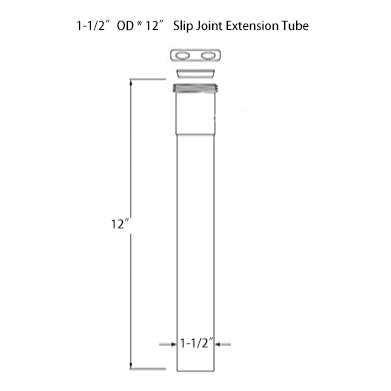 PTB0010 1-1/2" OD * 12" Slip Joint Extension Brass Tube